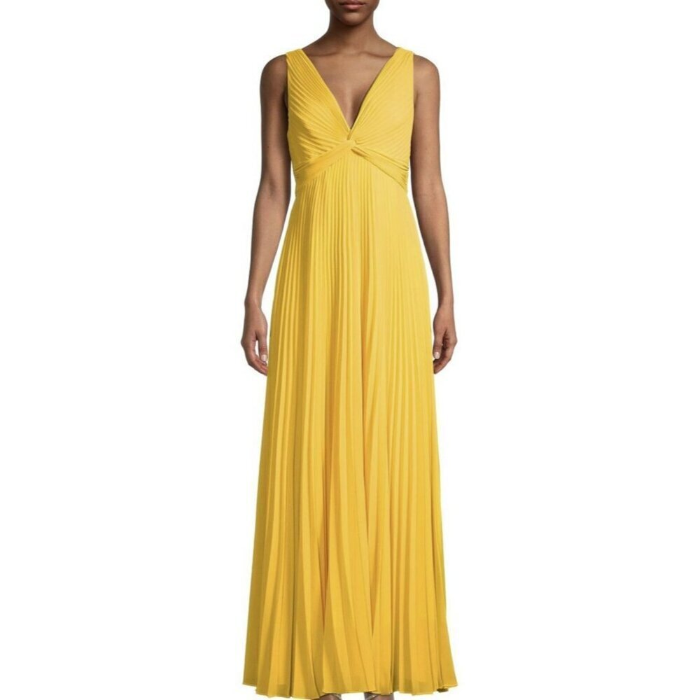 Ungaro $895 Yellow Kinsley Pleated Maxi Dress Size XS NWT